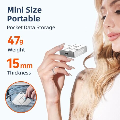 محرك الأقراص الصلبة الخارجي MAIWO 1 تيرابايت SSD المحمول، USB 3.2 GEN 2 Type-C حتى 1050 ميجابايت/ثانية، Mini PSSD لهاتف iPhone 15 Pro Max MacBook Pro PS5، ألومنيوم (فضي) in Kuwait