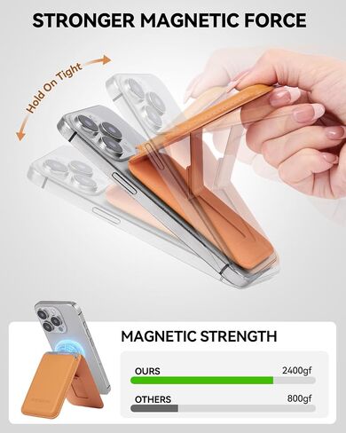 BOSTANTEN Mag Safe Wallet with Stand Magnetic Wallet for Phone Leather Magsafe Card Holder Compatible with iPhone 16/15/14/13/12 series and MagSafe cases, 1 Slot, Fit 3 Cards, Blue in Saudi Arabia