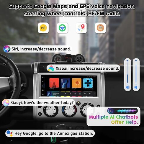 مجموعة أجهزة قياس راديو ستيريو للسيارة لسيارة Toyota FJ Cruiser ستيريو بشاشة LCD 2007-2018، وحدة رأس أندرويد فضية 12.3 بوصة، 4+32 جيجا، سهلة التركيب، CarPlay لاسلكي وAndroid Auto، ملاحة GPS in Kuwait