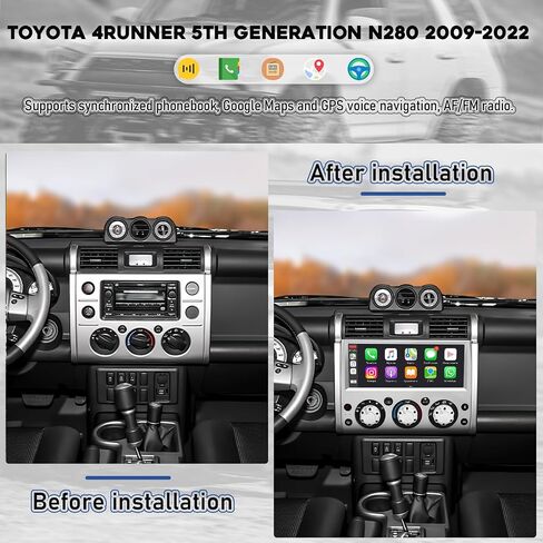 مجموعة أجهزة قياس راديو ستيريو للسيارة لسيارة Toyota FJ Cruiser ستيريو بشاشة LCD 2007-2018، وحدة رأس أندرويد فضية 12.3 بوصة، 4+32 جيجا، سهلة التركيب، CarPlay لاسلكي وAndroid Auto، ملاحة GPS in Kuwait