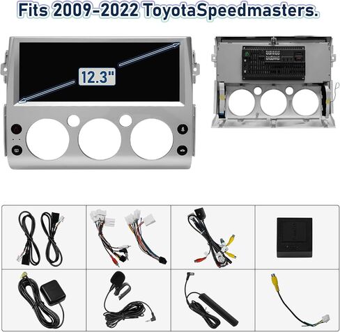 مجموعة أجهزة قياس راديو ستيريو للسيارة لسيارة Toyota FJ Cruiser ستيريو بشاشة LCD 2007-2018، وحدة رأس أندرويد فضية 12.3 بوصة، 4+32 جيجا، سهلة التركيب، CarPlay لاسلكي وAndroid Auto، ملاحة GPS in Kuwait