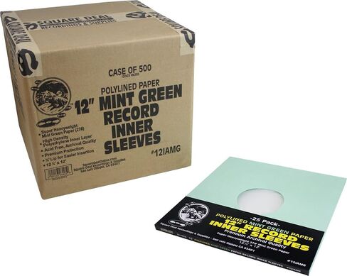 12" LP Vinyl Plastic Polylined Paper Colored Record Inner Sleeves - Heavyweight - Mint Green (25) in Kuwait