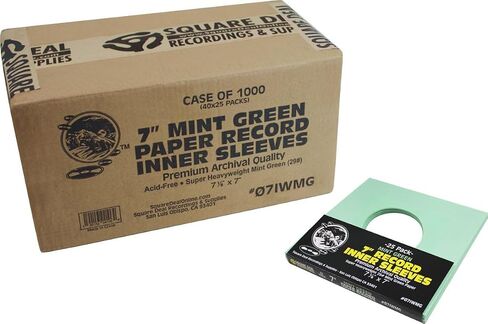 (100) 7" Vinyl Record Inner Sleeves with Hole - Mint Green - Archival Quality - 07IWMG in Saudi Arabia