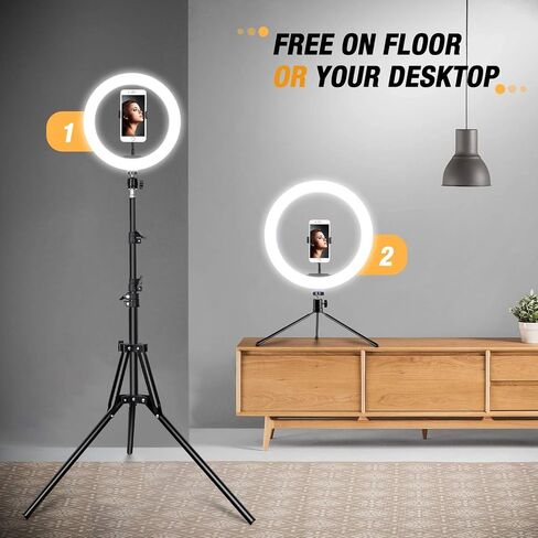 حلقة دائرية LED لإضاءة استوديو الصور السيلفي للمكياج، حلقة ملء الضوء 10 بوصة مع حامل ثلاثي القوائم قابل للطي in Saudi Arabia