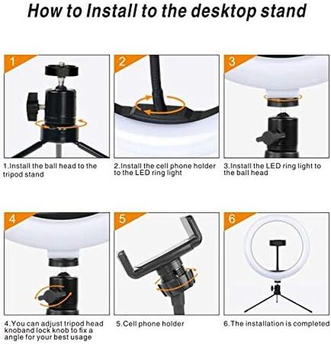 حلقة دائرية LED لإضاءة استوديو الصور السيلفي للمكياج، حلقة ملء الضوء 10 بوصة مع حامل ثلاثي القوائم قابل للطي in Saudi Arabia