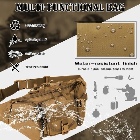 Taeku Tactical Fanny Pack, Military Waist Bag Utility Hip Pack with Adjustable Strap for Outdoors Fishing Cycling Camping Dog Walking (Black) in Kuwait