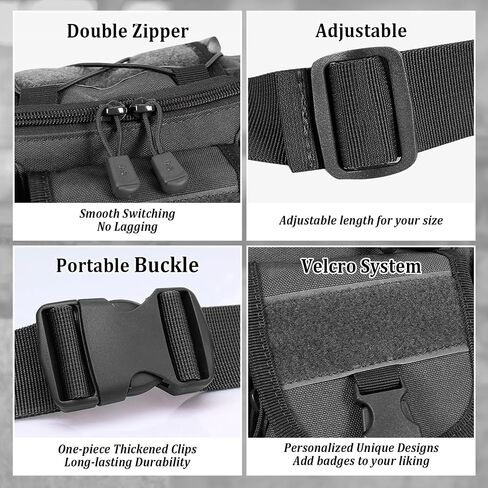 Taeku Tactical Fanny Pack, Military Waist Bag Utility Hip Pack with Adjustable Strap for Outdoors Fishing Cycling Camping Dog Walking (Black) in Kuwait