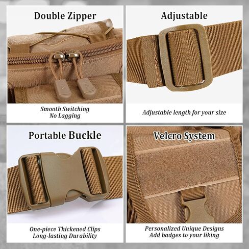 Taeku Tactical Fanny Pack, Military Waist Bag Utility Hip Pack with Adjustable Strap for Outdoors Fishing Cycling Camping Dog Walking (Black) in Kuwait