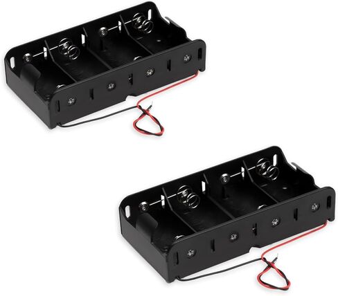 PKCELL 2 حزمة 4 فتحة حامل بطارية خلية D 1.5 فولت D حجم صندوق علبة البطارية مع أسلاك يؤدي in Kuwait