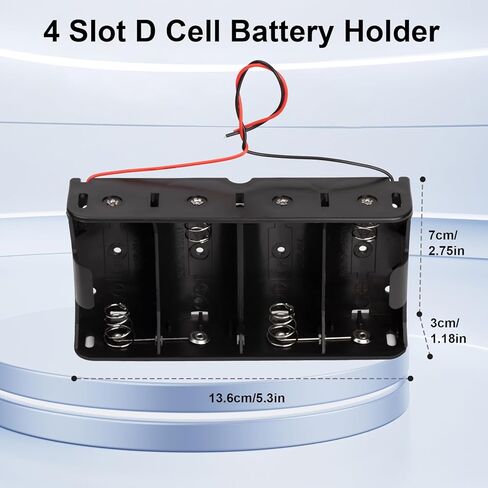 PKCELL 2 حزمة 4 فتحة حامل بطارية خلية D 1.5 فولت D حجم صندوق علبة البطارية مع أسلاك يؤدي in Kuwait