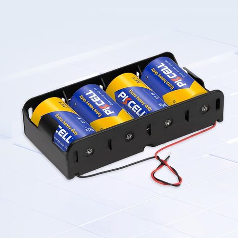 PKCELL 2 حزمة 4 فتحة حامل بطارية خلية D 1.5 فولت D حجم صندوق علبة البطارية مع أسلاك يؤدي in Kuwait