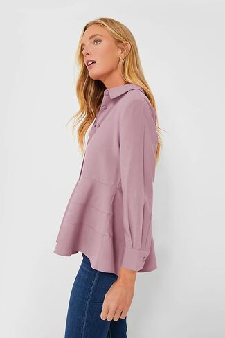Cicy Bell Women's Button Down Shirts Collared V Neck Long Sleeve Peplum Tiered Blouse Tops in Kuwait
