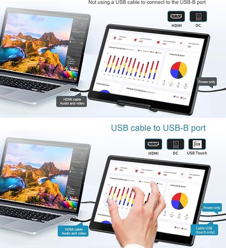 شاشة لمس صناعية 13.3 بوصة، FHD 1920×1080 IPS شاشة كمبيوتر محمول تعمل باللمس HDMI VGA تدعم حامل VESA متوافق مع أجهزة الكمبيوتر المحمولة وأجهزة الكمبيوتر المحمولة وأجهزة Mac in Saudi Arabia