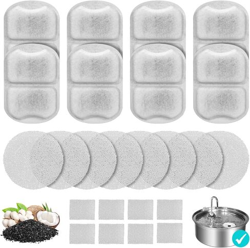 Dog Water Fountain Filter, 8 Pack Pet Fountain Filters Cat Water Fountain Filters Replacement for 7L/230oz/1.8G Stainless Steel Dog Fountain,Replacement Filters and Sponges in Kuwait