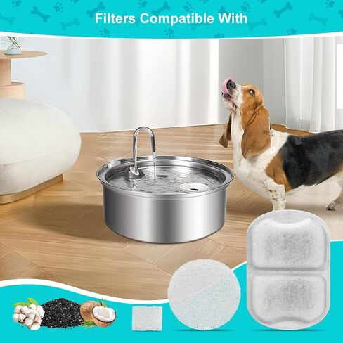 Dog Water Fountain Filter, 8 Pack Pet Fountain Filters Cat Water Fountain Filters Replacement for 7L/230oz/1.8G Stainless Steel Dog Fountain,Replacement Filters and Sponges in Kuwait