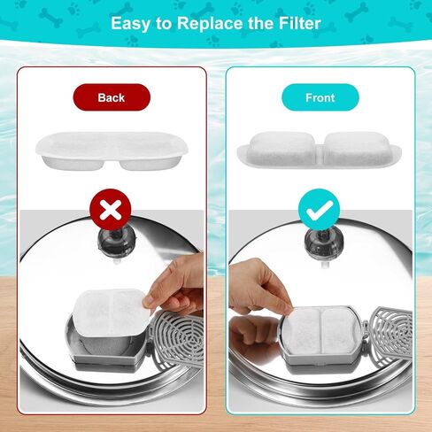 Dog Water Fountain Filter, 8 Pack Pet Fountain Filters Cat Water Fountain Filters Replacement for 7L/230oz/1.8G Stainless Steel Dog Fountain,Replacement Filters and Sponges in Kuwait