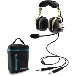 Aviation Headset for Pilots with Passive Noise Cancellation, PNR Aviation Headset with Comfortable Earpads and Flexible Microphone, General Aviation Headset with Carrying Case