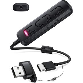 USB Sound Card 2 in 1 Game & 7.1 Surround Sound with Mic Stereo Bass Volume Control USB C to 3.5mm Type C Audio Adapter for PS4 PS5 PUBG Headset iPhone 16 Galaxy S24 PC Laptop Mac Music Plug and Play