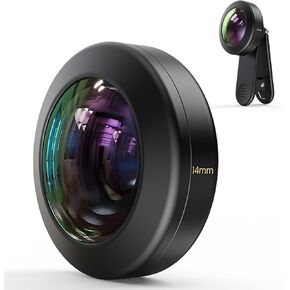 【2024 Upgraded】 14mm 238° Fisheye Camera Lens for iPhone, Pixel, Samsung Galaxy, OnePlus, Huawei, and Other Phones, Phone Camera Lens Fisheye Lens Attachment for iPhone, Universal Clip Included in Kuwait