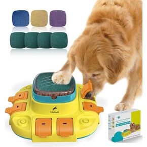 مبرد أظافر الكلب، EliaValth Dog Scratcher، ألعاب الكلاب 3 في 1 للكلاب لغز لعبة 2 مستوى، أوعية تغذية بطيئة للكلاب ومبرد للكلاب للأظافر، مبرد أظافر للكلاب، لوحة خدش أظافر الكلاب، لوحة مبرد أظافر الكلاب باللون الأصفر