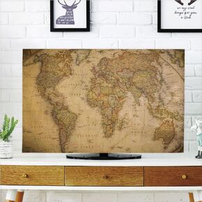 AMAPARK Indoor TV Dust Cover, Cover 55 Inch Old World Map Quality Waterproof Polyester Protect Your TV Style-1311