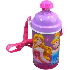 Disney Princess Cinderella Auora Belle Canteen w/Popup Lid & Straps Water Bottle Tumbler Cup
