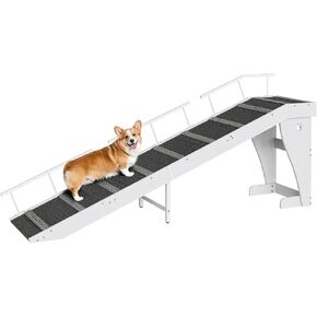 منحدر للكلاب من هوبرو للسرير، منحدر وصول إلى سرير الحيوانات الأليفة، منحدر كبير للكلاب مع سطح سجاد غير قابل للانزلاق، وقضبان أمان، ومنصة علوية، 70.9 بوصة × 15.7 بوصة × 23.6 بوصة، أبيض وأسود BW18PT03 in Kuwait