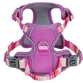 ARING PET No Pull Dog Harness-Soft Breathable Purple Dog Harness for Medium Dogs, Adjustable No Choke Reflective Pet Vest Harness with Leash Clip