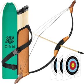 Wooden Bow and Arrow for Kids Archery Games, Kids Bow and Arrow Set with 10 Arrows, 3 Targets, Quiver & Storage Bag, Kids Archery Set Toy for Left Or Right Handers Sports & Outdoor Play