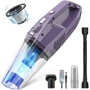 Handheld Vacuum Cordless,Car Vacuum Cleaner Portable Wireless with LED Light Washable HEPA Filter,Low-Noise Lightweight Mini Hand Vacuum Cordless Rechargeable for Car,Office and Home Cleaning