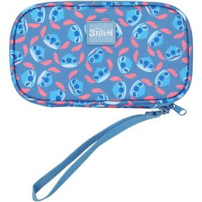 Disney Stitch Repeat Character Heads 4" Blue Tech Cable Organizer Travel Case