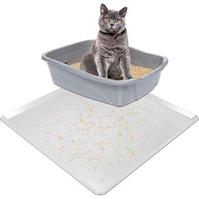 Skywin Cat Litter Mat For Litter Box Grey – 24x24 Inch Silicone Cat Litter Box Mat, Cat Litter Trapping Mat Underneath Litter Box – Lightweight Cat Accessories for Indoor Cats, Floor Mats for Cats