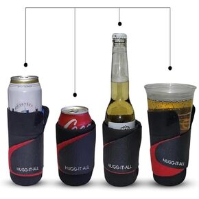 Universal Drink Wrap - HUGG-IT-All - Fits 10oz to 32oz Cans, Cups & Bottles - Keeps Drinks Cool or Hot Longer - Burgundy color (Teal)