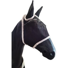 BARN & STABLE Breathable UV Protection Horse Fly Mask Tear-Resistant Mesh Fly Masks for Horses with Soft Fleece Edges & Adjustable Touch Straps Equine Mask Without Ears