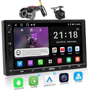 A5L 7" Android Radio Double Din Car Stereo, Wireless CarPlay and Android Auto,WiFi/BT Tethering, DSP&Built-in Amplifier,Bluetooth,FM/USB/TF, 2G+32G Touchscreen Car Radio