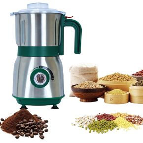 Spice and Nut Grinder, Electric Spice Grinders, Espresso Grinder with 3 Stainless Steel Blades, 1 Filter and 1 Brush,500W Wet & Dry Grinder for kitchen.(Green）
