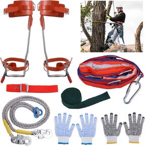 Homaisson Tree Climbing Spikes Set, Adjustable Tree Climbing Spikes Kit, Complete Tree Climbing Gears with Safety Belt