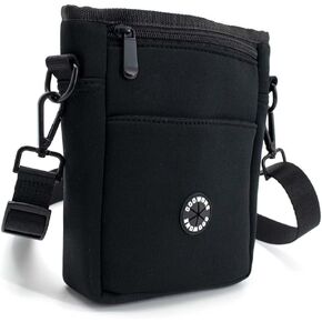 COOWONE Dog Treat Pouch,Drawstring Dog Training Pouch Bag with Shoulder Strap Phone Pocket Poop Bag Dispenser | Pet Treat Training Bag for Treats, Kibbles, Pet Toys (black)