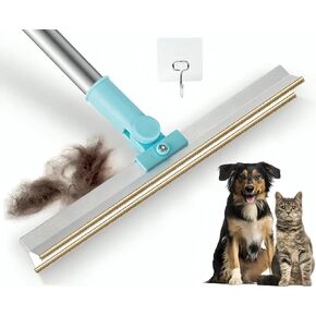 Carpet Rake for Pet Hair Removal with 180 Degree Rotation 54" Long Head and Hanging Hook - Easily Adjustable and Washable, for Quick Pet Hair Cleanup on Multiple Surface