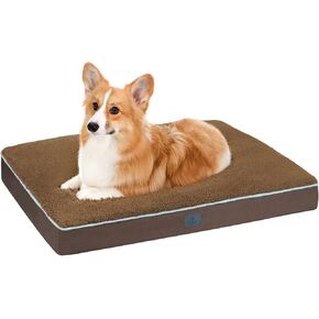 Veehoo Washable Dog Beds Large Sized, Deluxe Plush Sherpa Dog Bed for Crate with Removable Cover & Waterproof Inner Liner, Large Pet Bed with Nonslip Bottom
