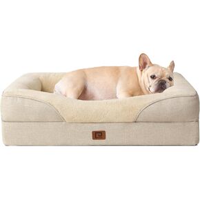 EHEYCIGA Memory Foam XL Dog Bed for XLarge Sized Dog, Extra Large Orthopedic Dog Sofa Bed with Sides and Waterproof Liner, Washable Bolster Pet Bed Couch with Removable Cover, 42x30x7.5 Inch, Grey