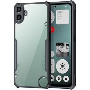 QUIETIP Case Compatible with CMF Phone 1 5G with Screen Protector,Clear TPU Shockproof Protective Cover,Black