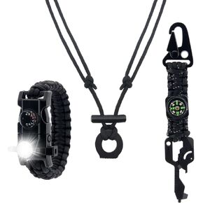 Paracord Survivor Set, Multipurpose Survival Tool with Paracord for Camping, Hunting & Outdoor Emergencies