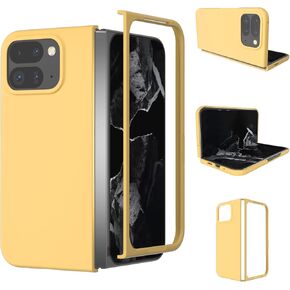 for Google Pixel 9 Pro Fold | Google Pixel Fold 2 2024 Phone Cover, Pixel Fold 2 2024 Hard case with Liquid Silicone Hard PC Microfiber Lining | Anti-Stain Anti-Scratch Shockproof (Yellow)