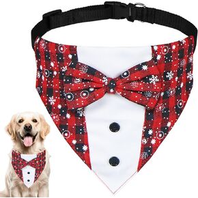 Christmas Dog Tuxedo, Dog Christmas Outfit Dog Tuxedo with Bow Tie Adjustable Collar Christmas Dog Tux Clothes for Small Medium Large X-Large Dogs (Christmas 3, Large) in Kuwait