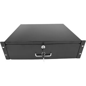 Server Cabinet Drawer Case Rack Drawer 19 Inch Rack Cabinet Mount Lockable Deep Drawer with Two Keys 18in Depth, Height 2U(3.5Inch) 19" W x 18" D x 3.5" H (CT18-2U, 2U18)