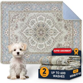 Washable Pee Pads for Dogs,2 Pack Reusable Puppy Pads 36"x48" Super Absorbent Waterproof Pet Training Pads, Non-Slip Potty Pads for Crate,Floor,Sofa (Grey Medallion, 36"x48"(Pack of 2))