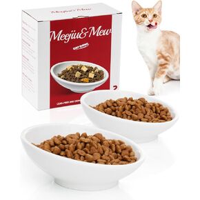 2-Pack Cat Bowls, Extra Wide Cat Food Bowl for Whisker Fatigue Relief, Shallow Tilted Ceramic Cat Bowl for Wet and Dry Food, Kitten Dishes with Whisker-Friendly Design, Ideal for Indoor Cats - White in Saudi Arabia