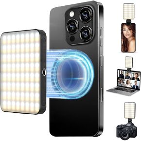 Magnetic Selfie Light, Phone Light, Selfie Light for iPhone, Makeup Light, Lighting for Video Recording, 3 Light Modes, Compatible with iPhone and Android, Filming Light for YouTube/TikTok/Vlog