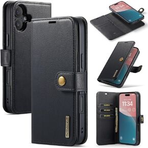 Dteck for iPhone 16 Plus Case 6.7" 2024, Flip Wallet Crossbody Case with Shoulder Strap & Lanyard, RFID Blocking Card Slots & Pockets, PU Leather Protective Cover with Purse/Stand Function, Purple